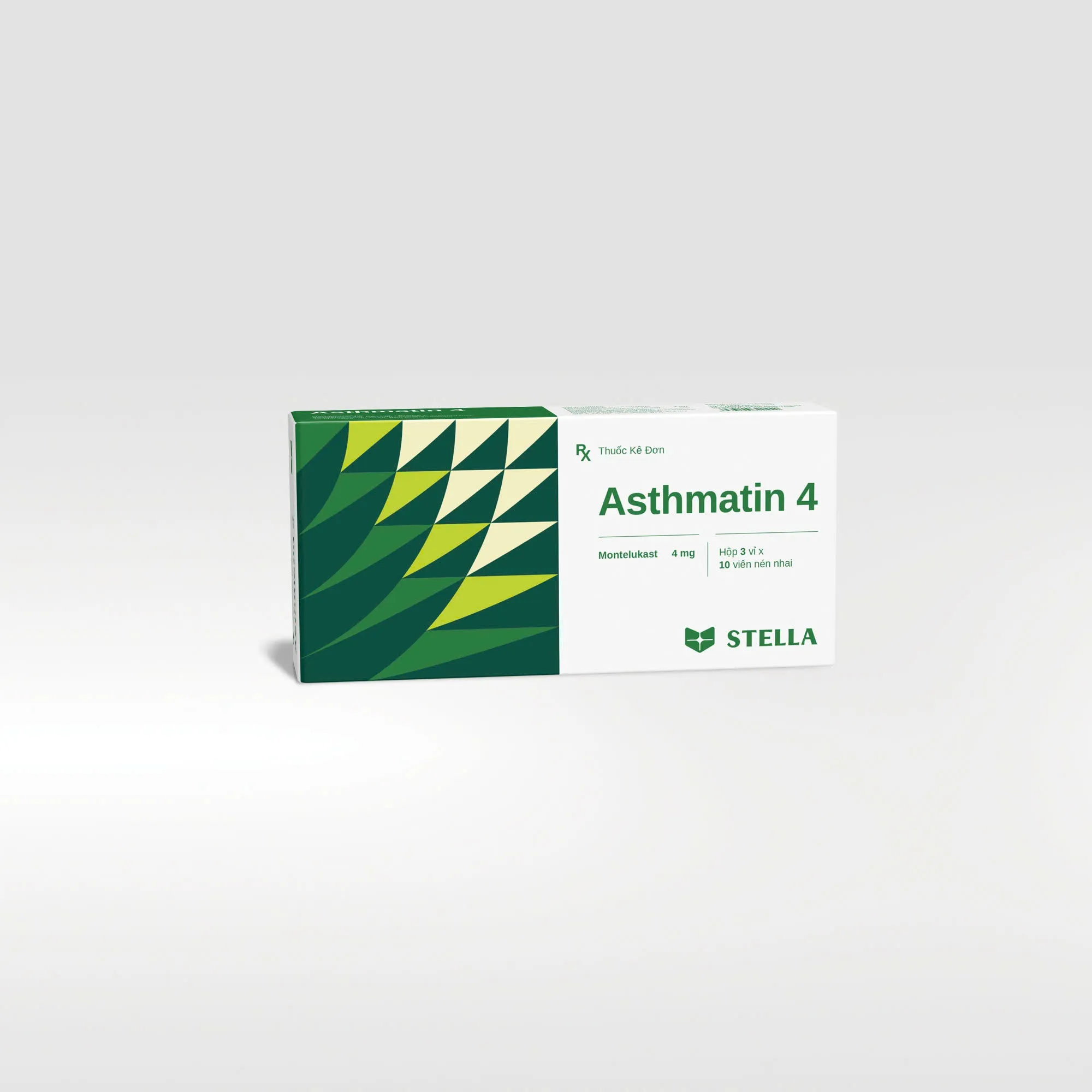 Asthmatin 4mg Stella (H/30v) - Viên nhai phòng và điều trị hen suyễn, giảm viêm mũi dị ứng (3 vỉ x 10 viên)